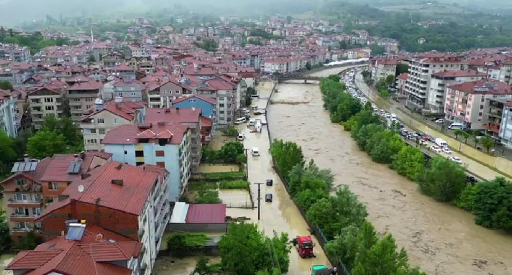 Zonguldak taki sel havadan görüntülendi