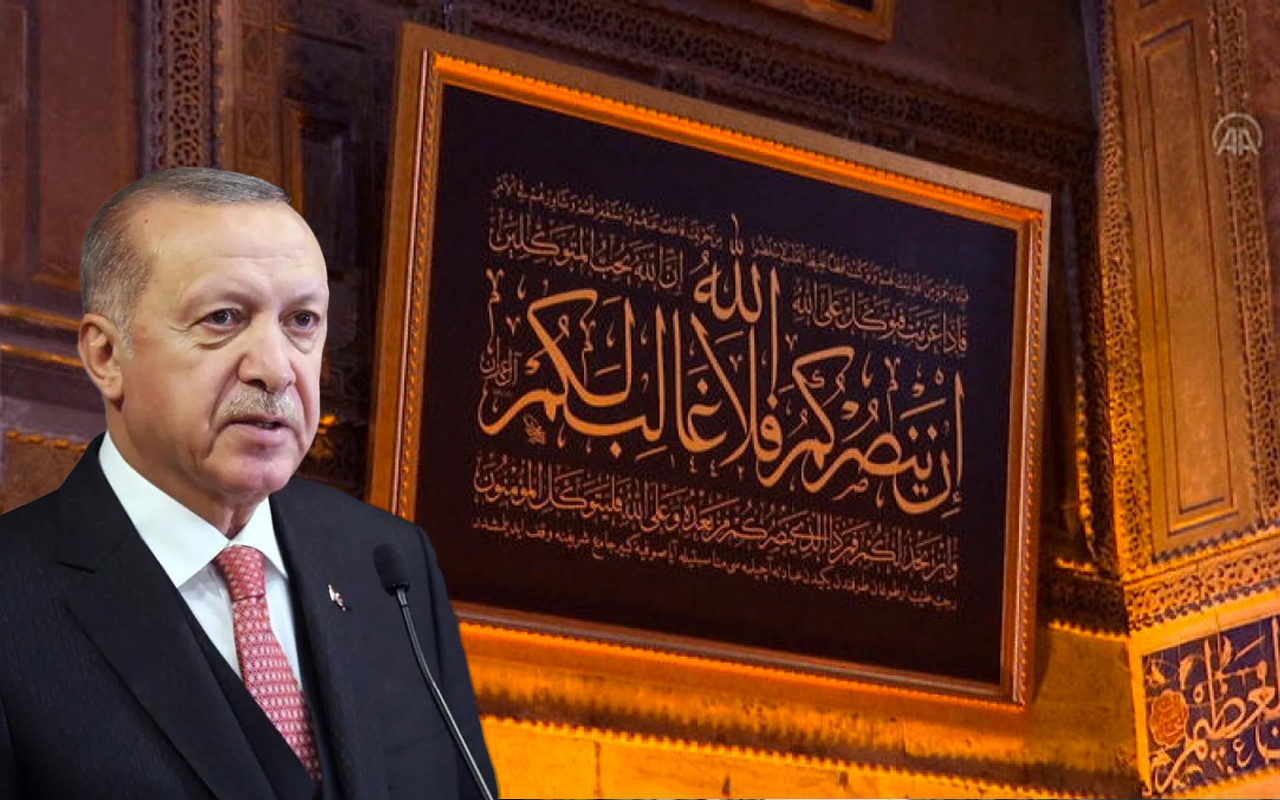 Cumhurbaşkanı Erdoğan Ayasofya Camisi ne hat tablosu bağışladı