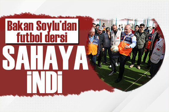 Bakan Soylu dan futbol dersi: Çocuklarla sahaya indi