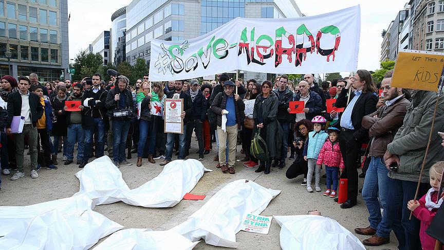 Belçika da  Halep  protestosu!