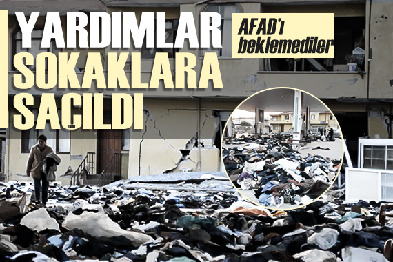 Hatay da depremzedeler ihtiyaçları olan malzemeleri sokağa serilen yığıntıların arasından seçtiler